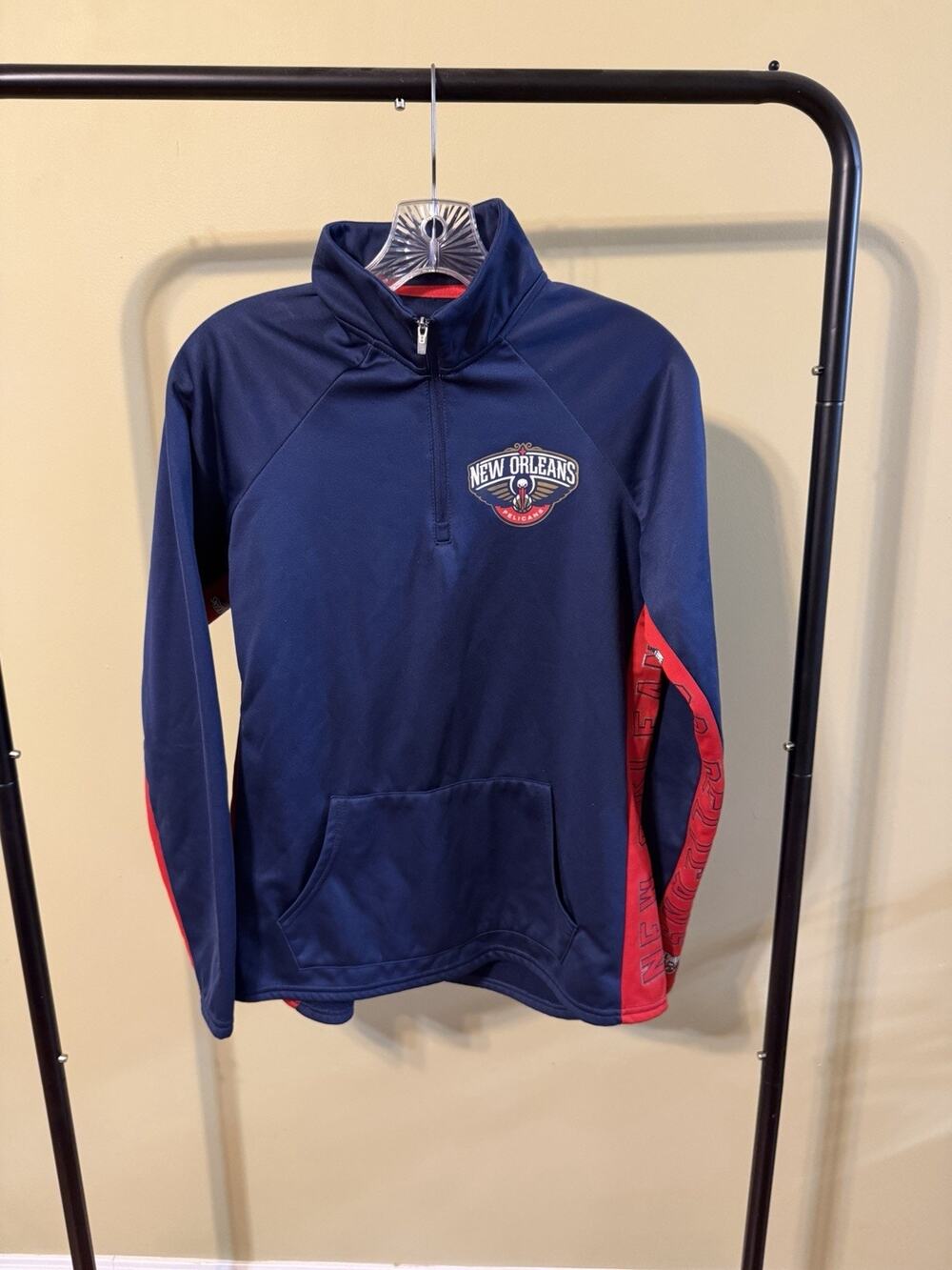 New Orleans Pelicans 1/4 Zip Pull-Over Size Medium Navy Hands High